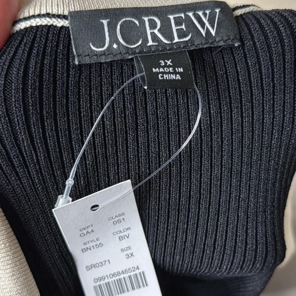 J. Crew Contrast Trim Black Sweater Dress